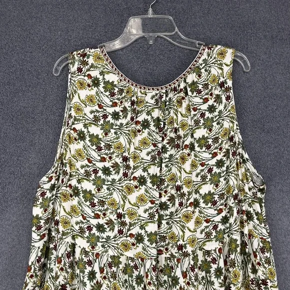 Max Studio Maxi Dress Plus 3X Sleeveless Tiered Floral Green Beach cottage $168 - Picture 10 of 13